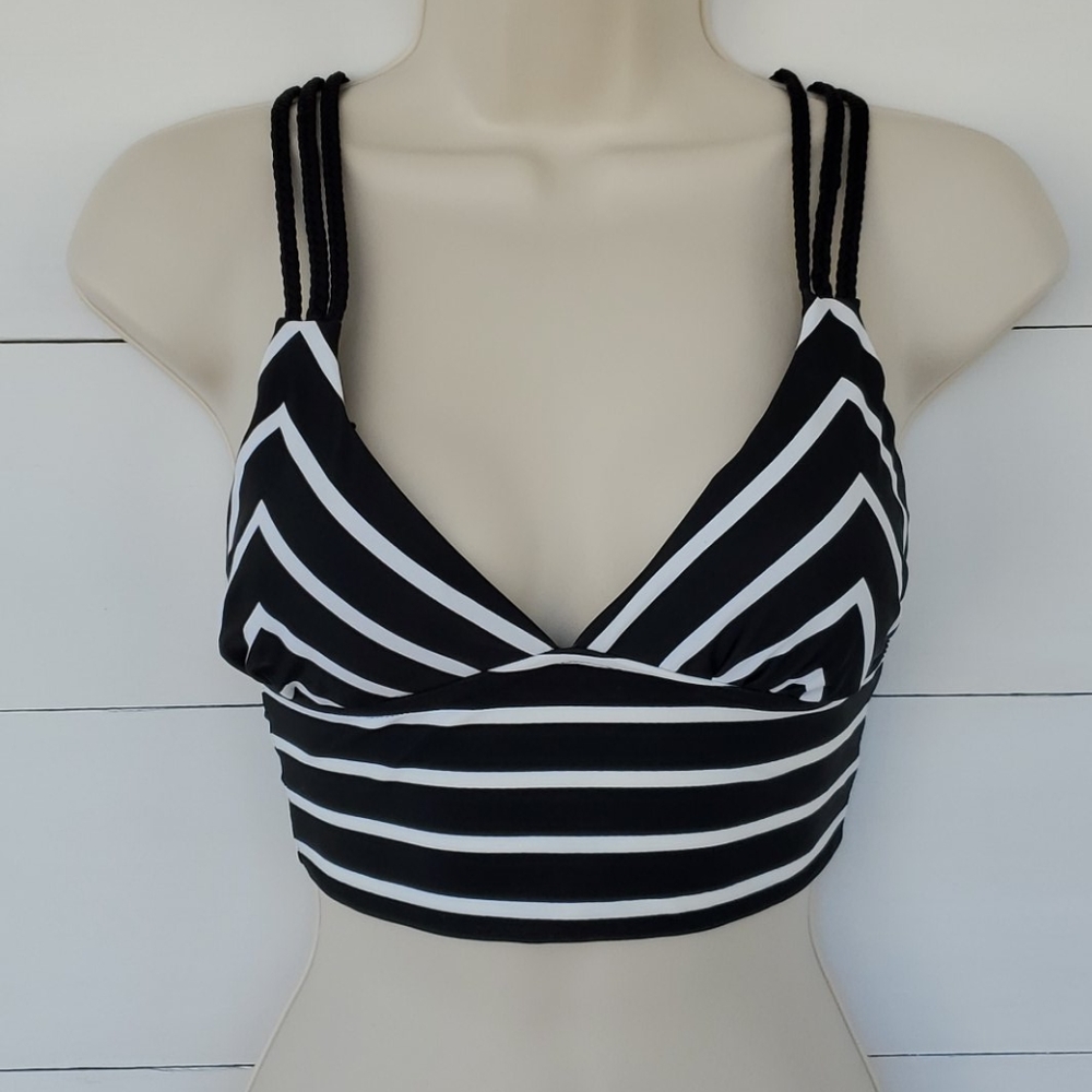 QUINT SOUL Bikini Halter Top Black and White XS